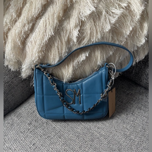 Steve Madden Quilted Chain Strap Shoulder Bag Blue – Brand New with Tags - Picture 5 of 7